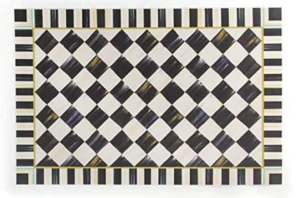 MacKenzie-Childs Courtly Check and Stripped Black and White Floor Mat 