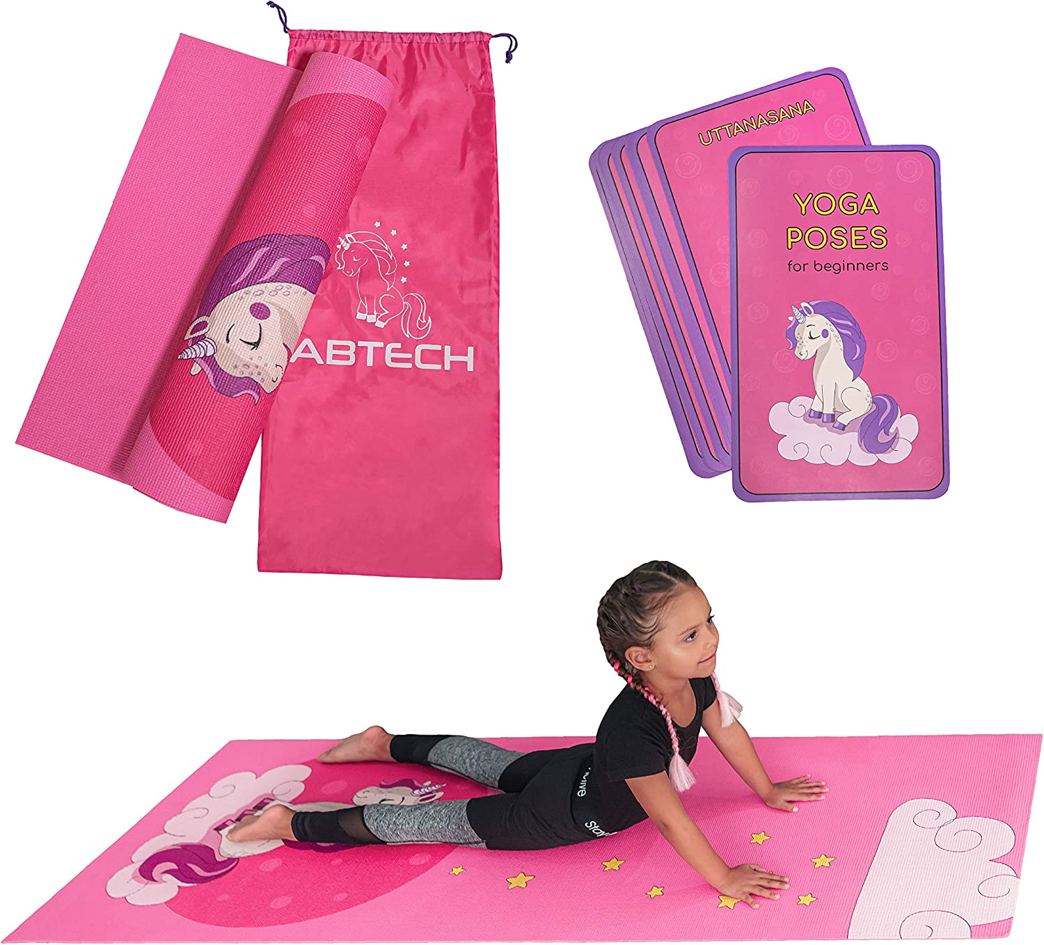 ABTECH Kids Yoga Mat Set - Fun Unicorn Yoga Mat for Girls