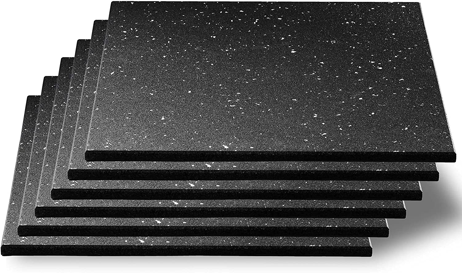 CyclingDeal 5/8" Thick High-Density Gym Floor Mats Tiles - 6 Pack 19.67”x19.67” Rubber Exercise Workout Equipment Ground Mat - Noise Shock Absorbing Surface Protection - for Home Gym Garage Playground