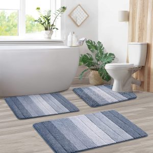 OMBRE RUG SET, NON-SLIP ULTRA-SOFT MATS FOR BATHROOM AND HOME